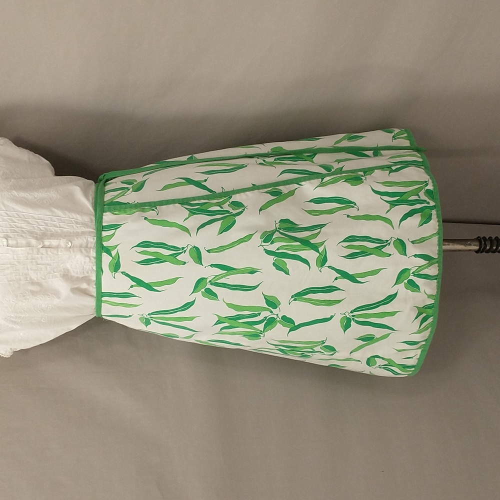 Vintage Chili Peppers Wrap Skirt Fun Print 70s 80s Cotton Midi Bright Green